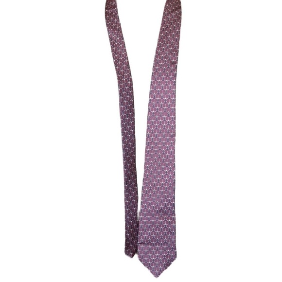 Vintage Christian Dior Horse Bit Silk Tie Red Pink Office Luxury Novelty Print